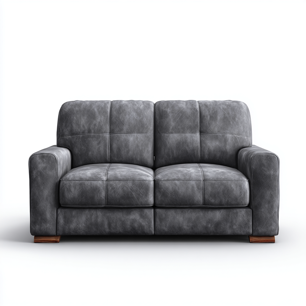 Canapé 2 places-similicuir-mousse-168x88x90 cm-gris-style moderne-Styleero