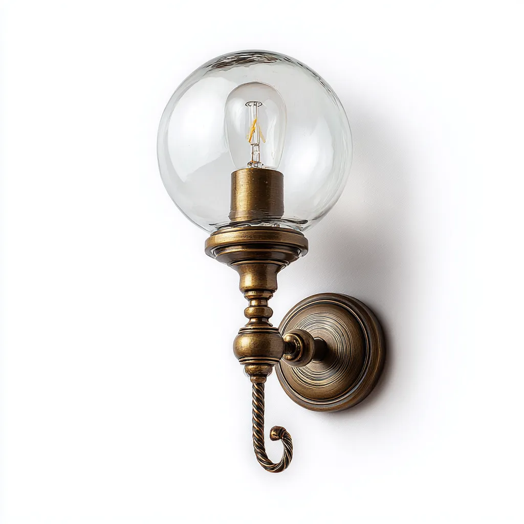 Applique murale-Métal-Verre-19x17x36 cm-Laiton-Transparent-Style classique-Styleero