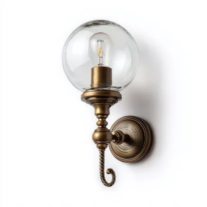 Applique murale-Métal-Verre-19x17x36 cm-Laiton-Transparent-Style classique-Styleero