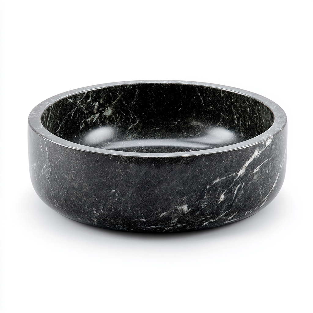 Lavabo - marbre naturel - 44x44x14 cm - vert foncé marbré - design contemporain-Styleero