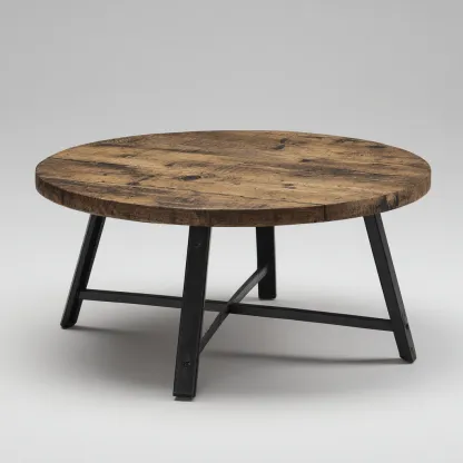 Table basse - bois-métal - 85x85x42 cm - brun-noir - style industriel-Styleero