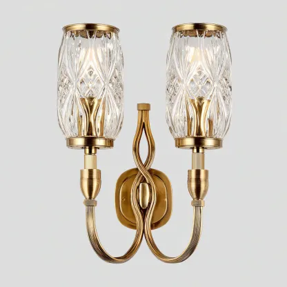 Applique murale-Métal-Verre-28x15x35 cm-Laiton-Transparent-Style classique-Styleero