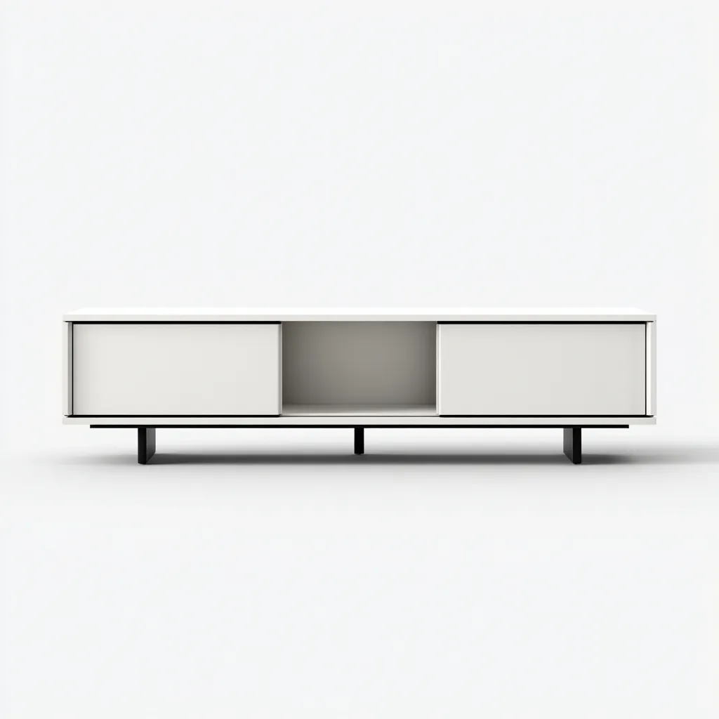 Meuble TV-bois-MDF-150x37x43 cm-blanc-noir-design contemporain-Styleero