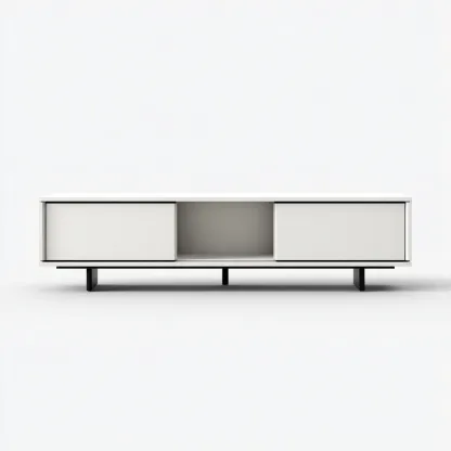 Meuble TV-bois-MDF-150x37x43 cm-blanc-noir-design contemporain-Styleero