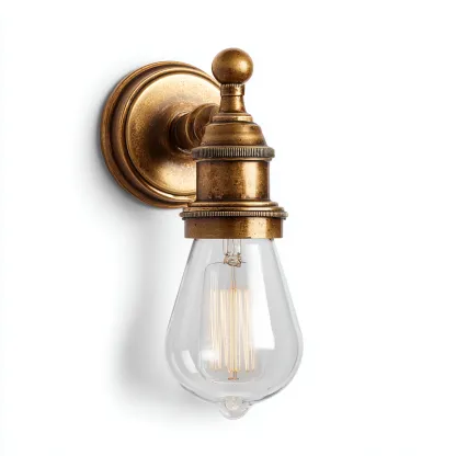 Applique murale-Métal-Verre-14x11x23 cm-Laiton-Transparent-Style industriel-Styleero