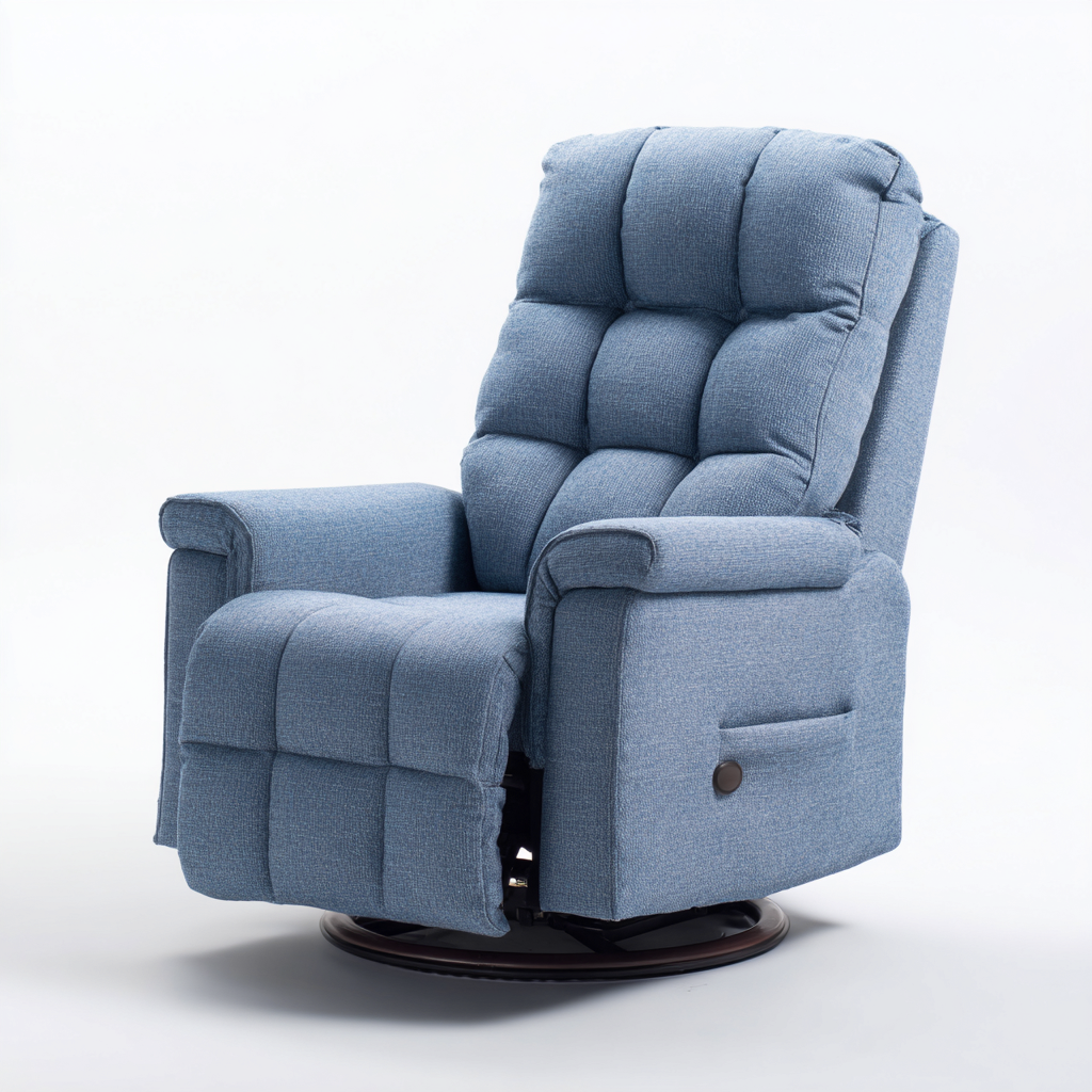 Fauteuil relax-tissu-102x92x110 cm-bleu-design contemporain-Styleero