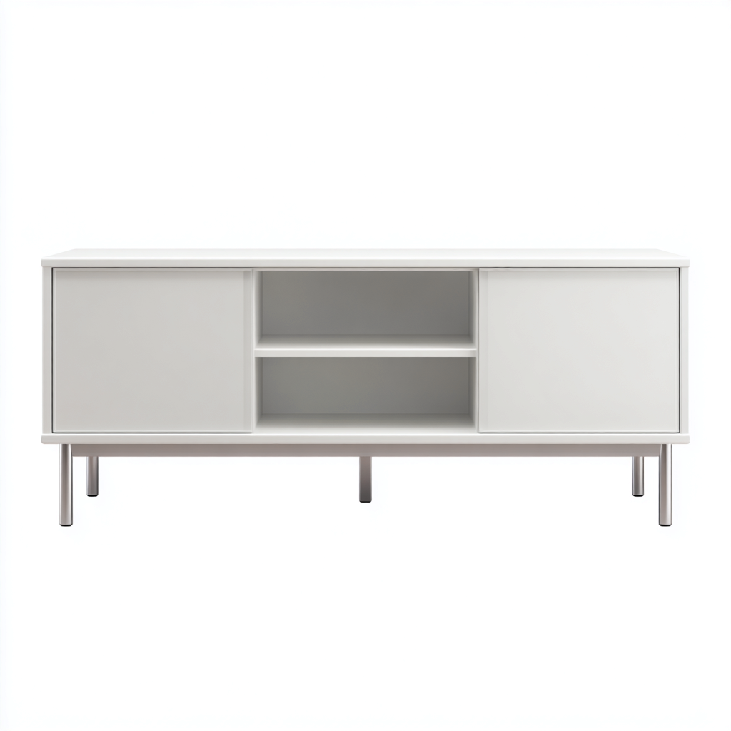 Meuble TV-bois-MDF-130x37x48 cm-blanc-design moderne-Styleero