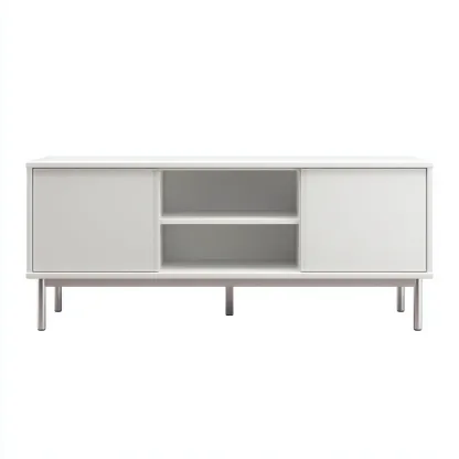 Meuble TV-bois-MDF-130x37x48 cm-blanc-design moderne-Styleero
