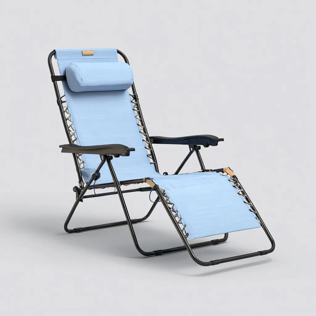 Chaise longue - métal-textile - 184x64x96 cm - bleu clair-noir - style ergonomique-Styleero