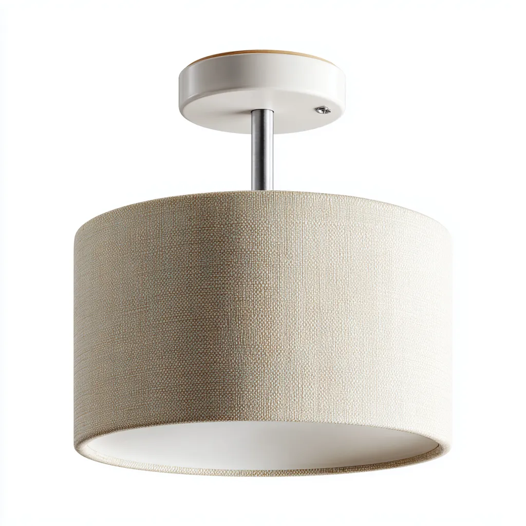 Plafonnier - Tissu - Métal - 28x28x24 cm - Beige - Moderne-Styleero