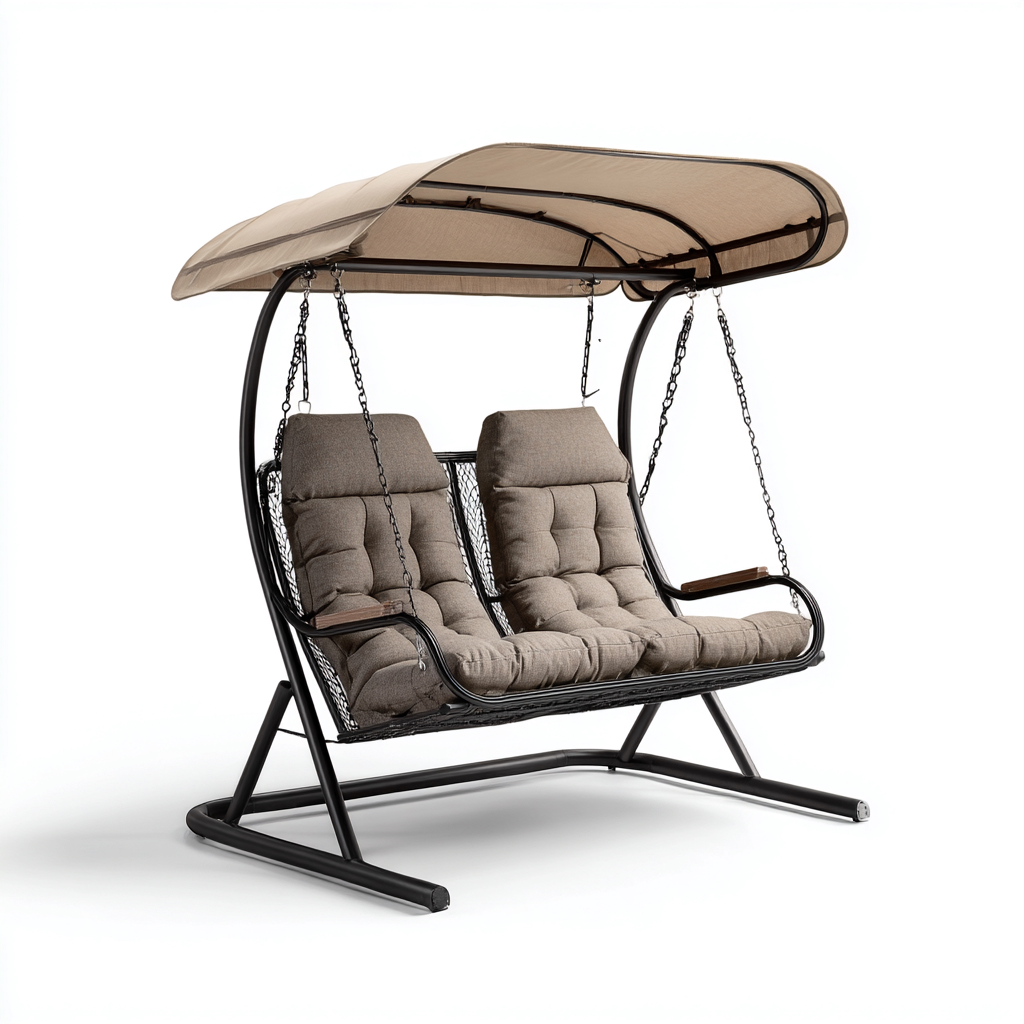 Chaise suspendue - métal-tissu - 178x124x166 cm - beige - moderne-Styleero