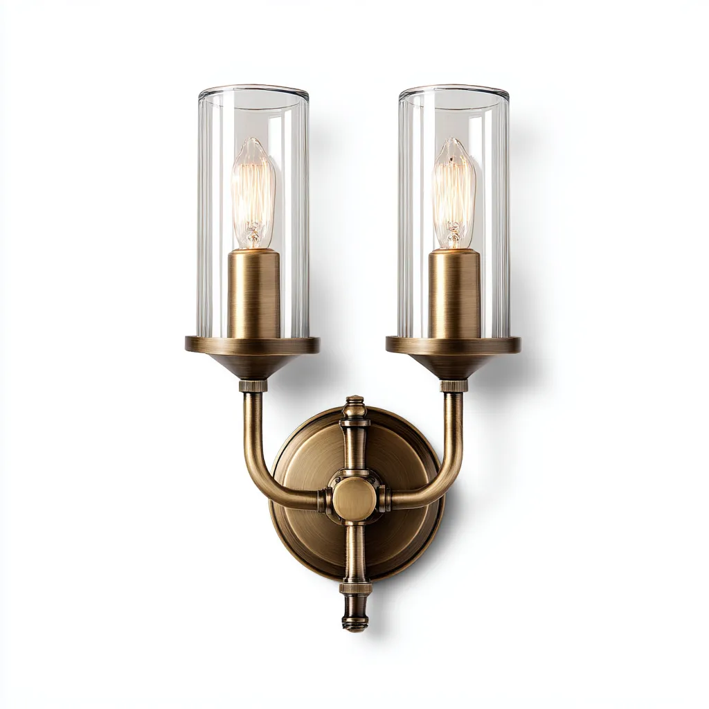 Applique murale-Métal-Verre-24x14x32 cm-Laiton-Transparent-Style classique-Styleero