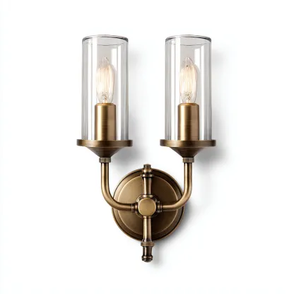 Applique murale-Métal-Verre-24x14x32 cm-Laiton-Transparent-Style classique-Styleero