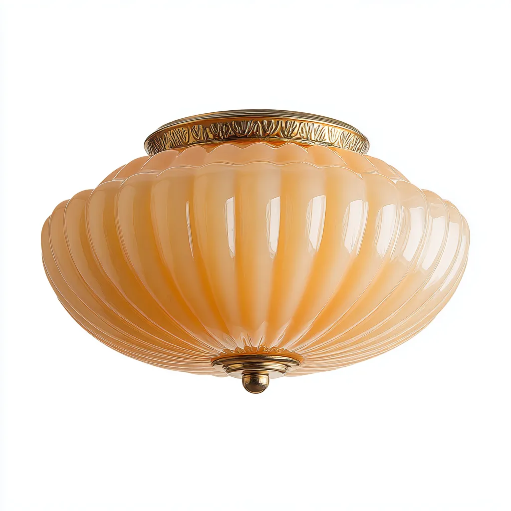 Plafonnier - Verre - Métal - 30x30x16 cm - Pêche - Classique-Styleero