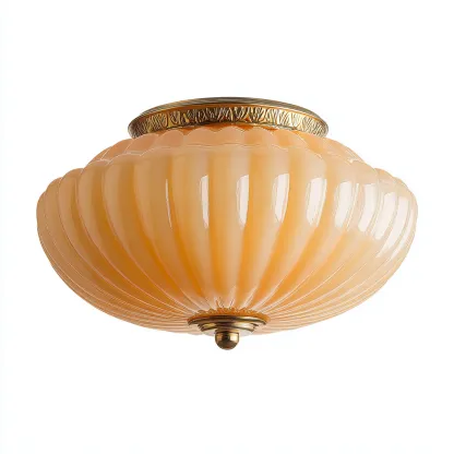 Plafonnier - Verre - Métal - 30x30x16 cm - Pêche - Classique-Styleero