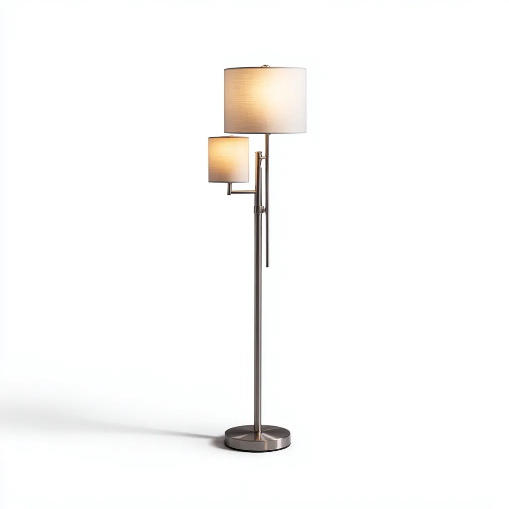 Lampadaire-metal-tissu-30x30x170 cm-argent-blanc-moderne-Styleero