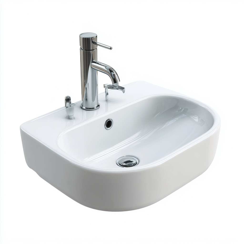 Lavabo - céramique - 55x44x17 cm - blanc - style moderne-Styleero