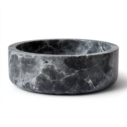 Lavabo - marbre naturel - 44x44x15 cm - gris bleuté - design contemporain-Styleero