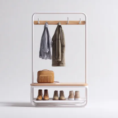 Porte manteau-métal-bois-103x39x162 cm-blanc-nordique-Styleero