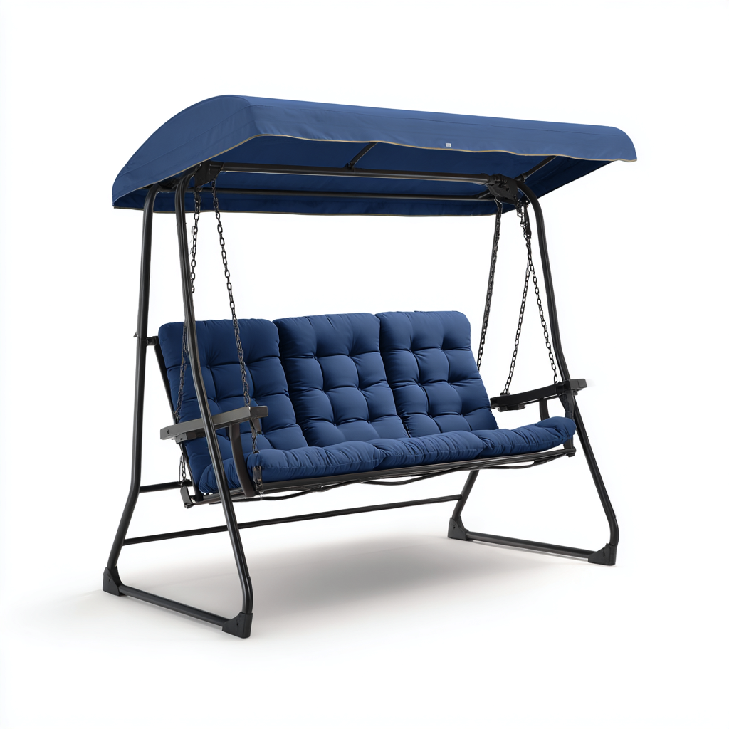 Chaise suspendue - métal-tissu - 190x127x168 cm - bleu foncé - moderne-Styleero