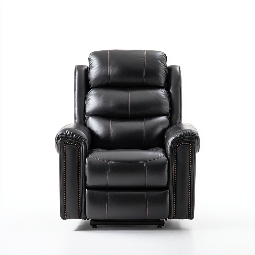 Fauteuil relax-similicuir-100x95x108 cm-noir-design contemporain-Styleero