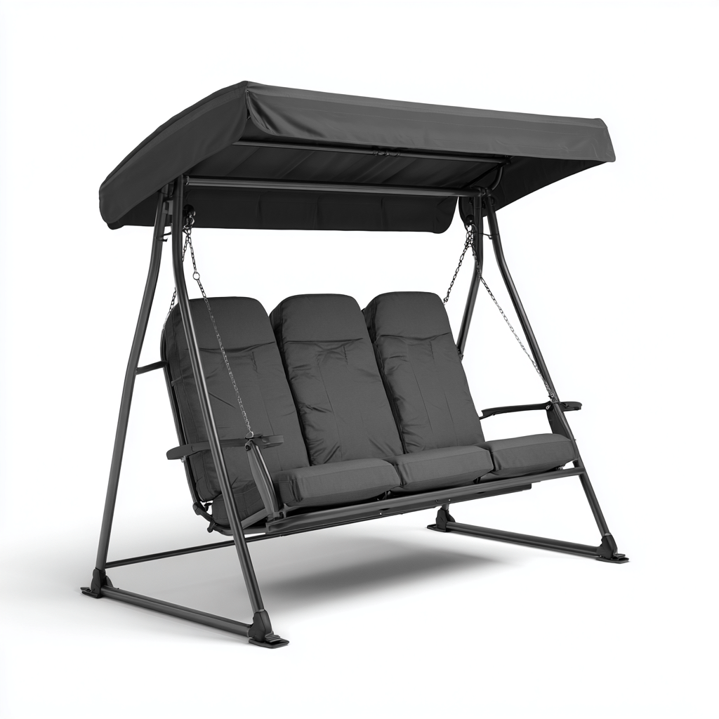 Chaise suspendue-métal-tissu-206x137x175 cm-anthracite-style extérieur-Styleero