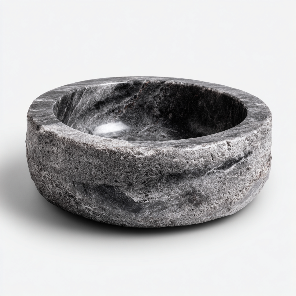 Lavabo - pierre naturelle - 40x40x15 cm - gris - style rustique-Styleero