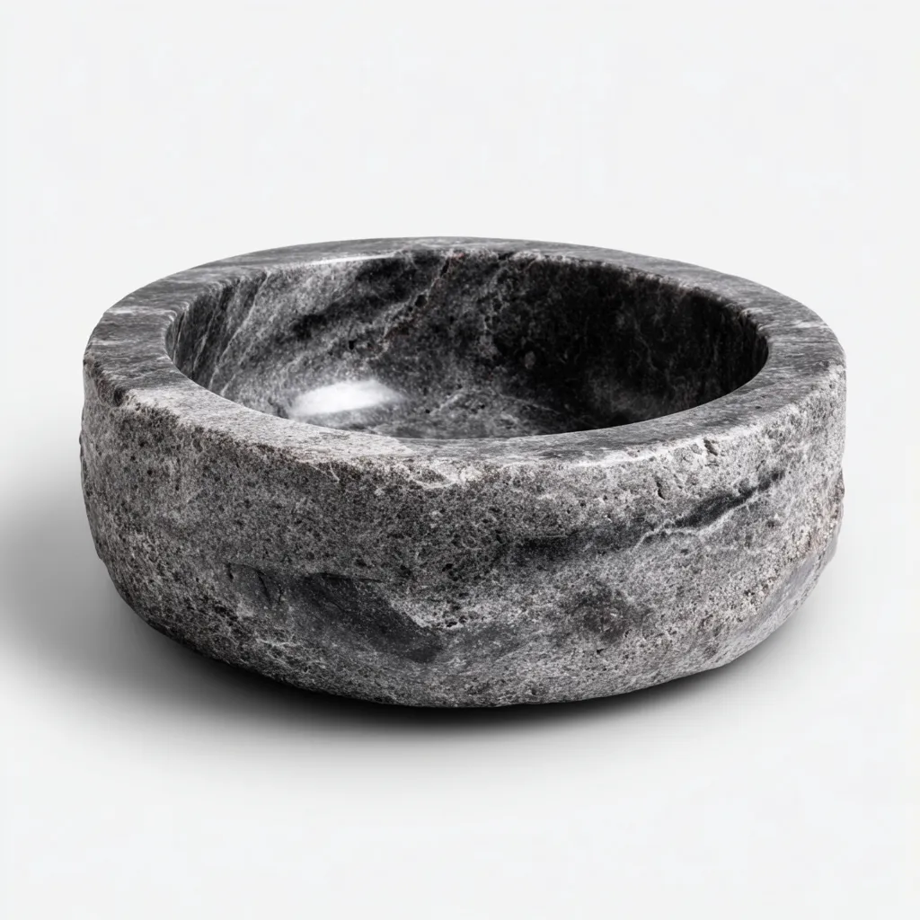 Lavabo - pierre naturelle - 40x40x15 cm - gris - style rustique-Styleero