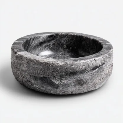 Lavabo - pierre naturelle - 40x40x15 cm - gris - style rustique-Styleero