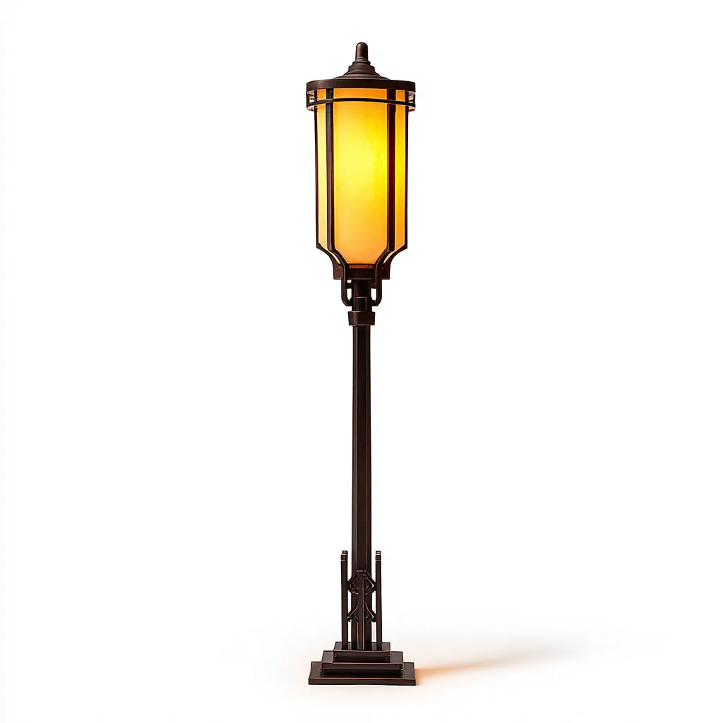 Lampadaire-metal-verre-33x33x175 cm-bronze-ambre-artdeco-Styleero