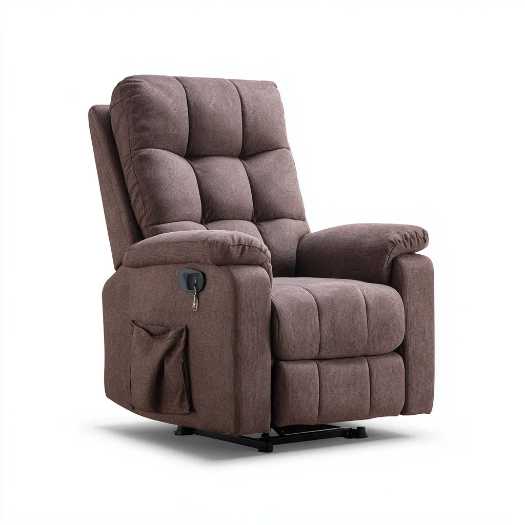 Fauteuil relax-tissu-102x94x110 cm-brun-design contemporain-Styleero