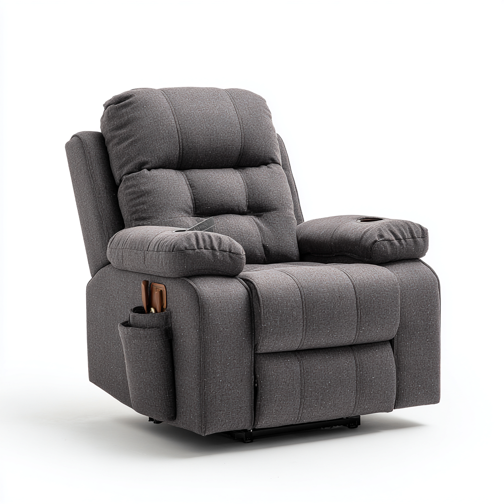 Fauteuil relax-tissu-103x95x111 cm-gris foncé-design contemporain-Styleero