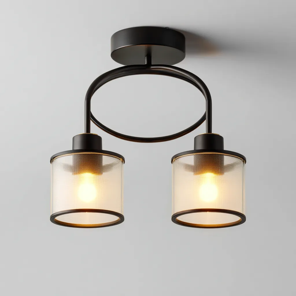 Plafonnier - Métal - Verre - 34x18x22 cm - Noir - Moderne-Styleero