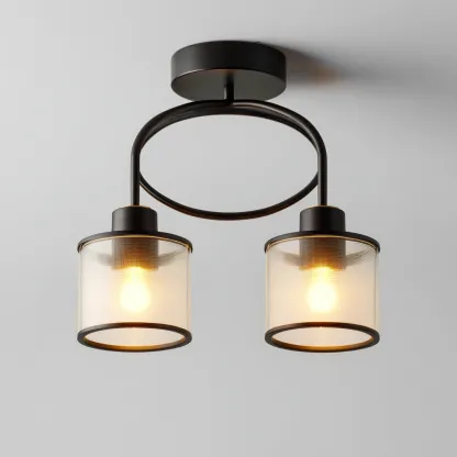 Plafonnier - Métal - Verre - 34x18x22 cm - Noir - Moderne-Styleero