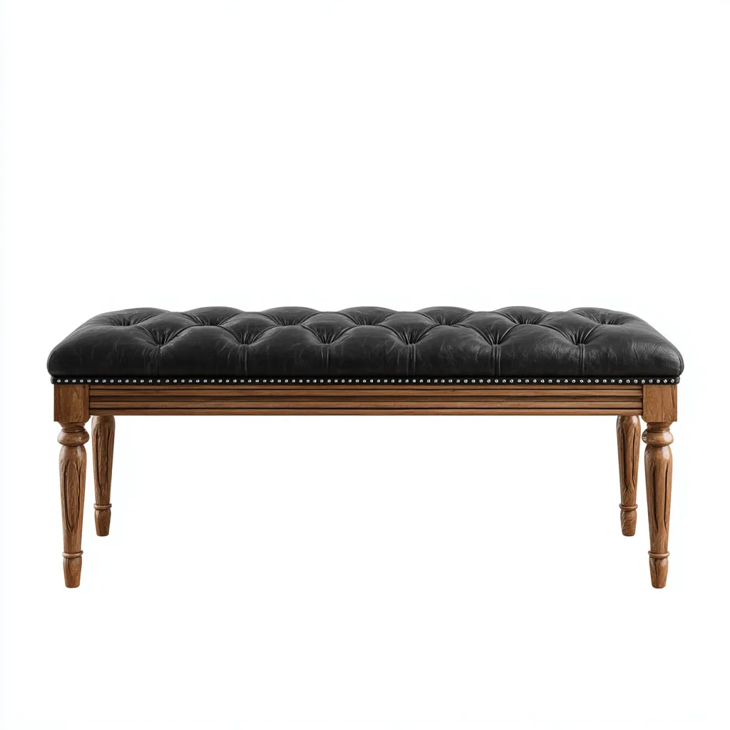 Banc d'entrée - cuir - 110x40x45 cm - noir - style classique-Styleero
