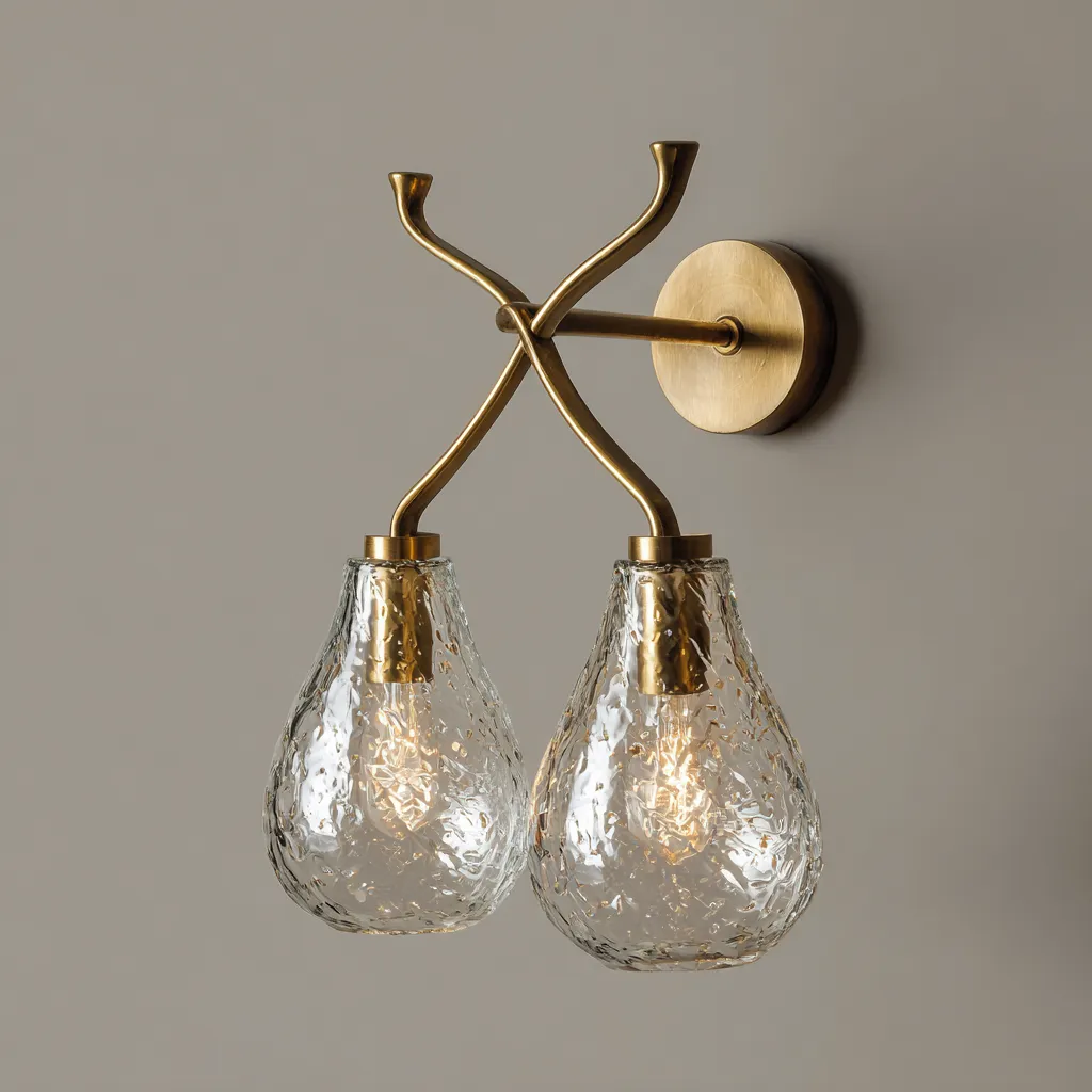 Applique murale-Métal-Verre-25x14x33 cm-Laiton-Transparent-Style moderne-Styleero