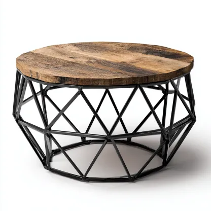 Table basse-bois-métal-72x72x39 cm-bois-noir-style industriel-Styleero