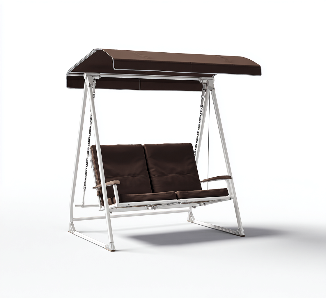 Chaise suspendue-métal-tissu-165x120x160 cm-marron-blanc-style extérieur-Styleero