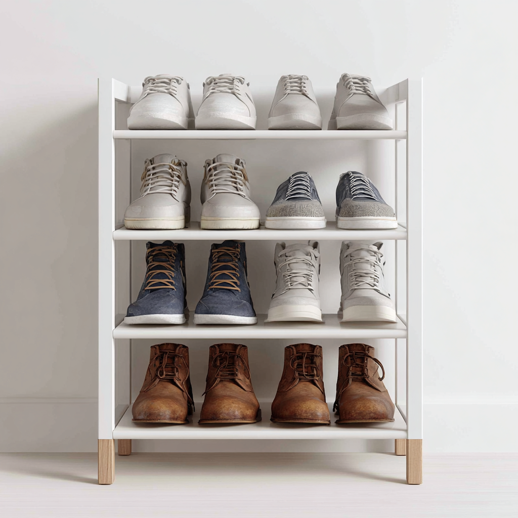 Meuble a chaussures-bois-72x28x88 cm-blanc-bois naturel-style moderne-Styleero