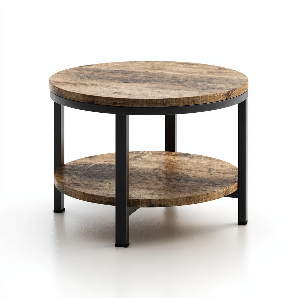Table basse - bois recyclé-métal - 88x88x45 cm - brun-noir - style industriel-Styleero