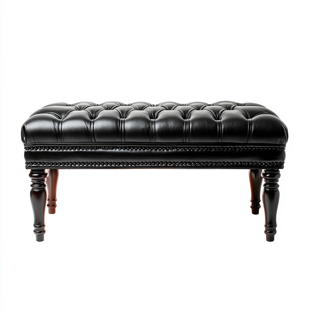 Banc d'entrée - cuir - 110x40x45 cm - noir - style classique-Styleero