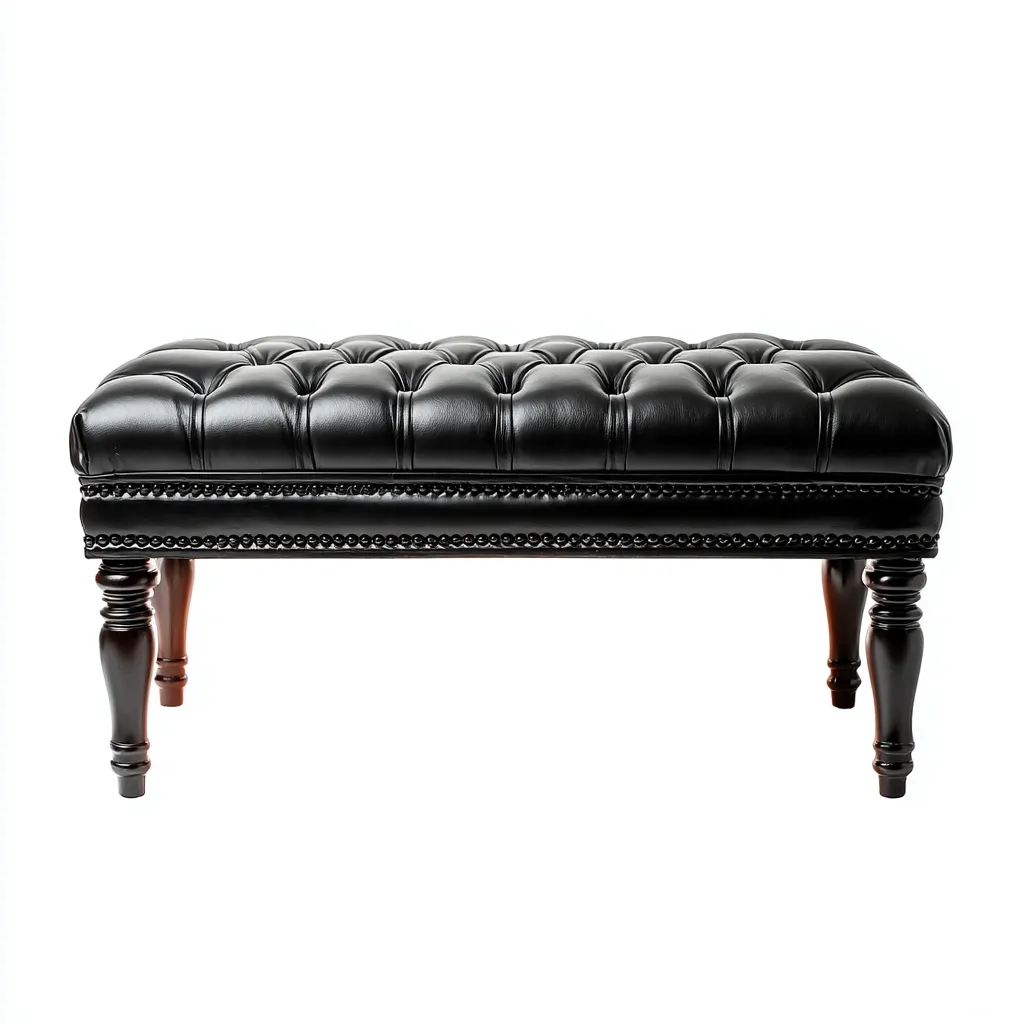 Banc d'entrée - cuir - 110x40x45 cm - noir - style classique-Styleero