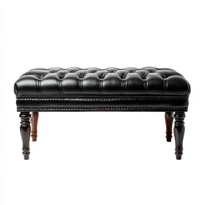 Banc d'entrée - cuir - 110x40x45 cm - noir - style classique-Styleero