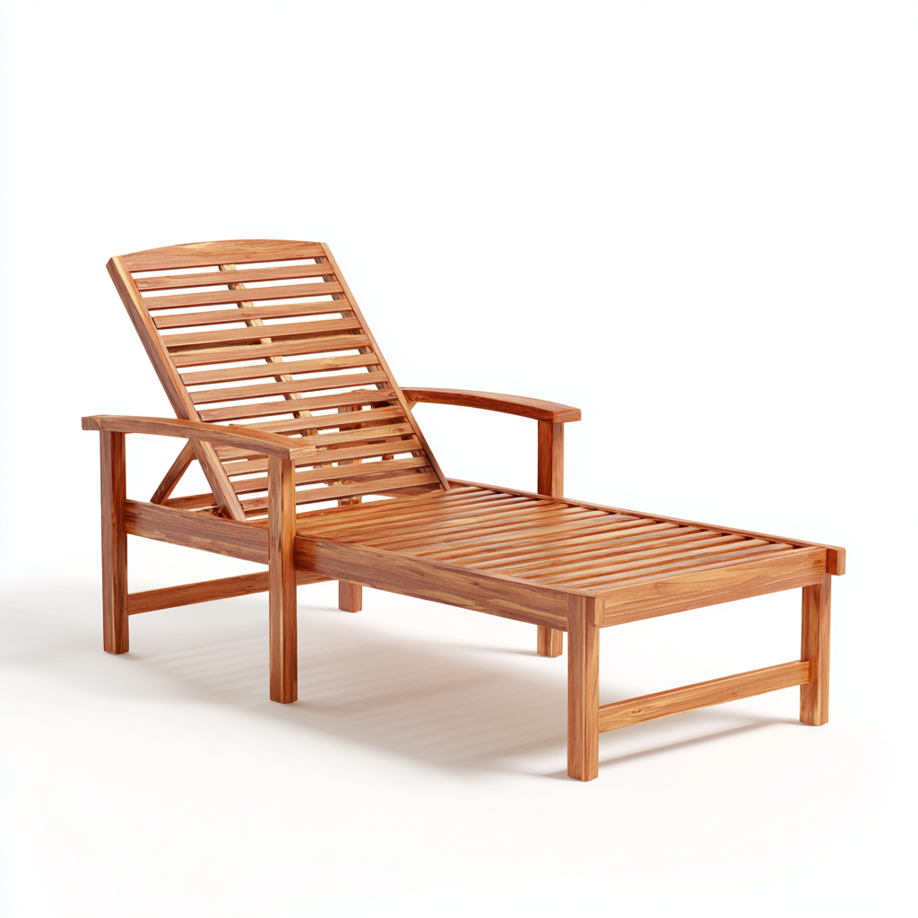 Chaise longue - bois - 188x70x94 cm - miel - style naturel-Styleero