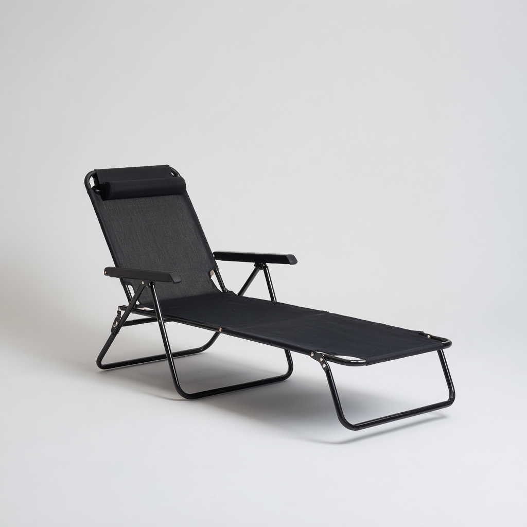 Chaise longue - acier-textilène - 186x58x94 cm - noir - style moderne-Styleero