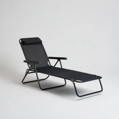 Chaise longue - acier-textilène - 186x58x94 cm - noir - style moderne-Styleero