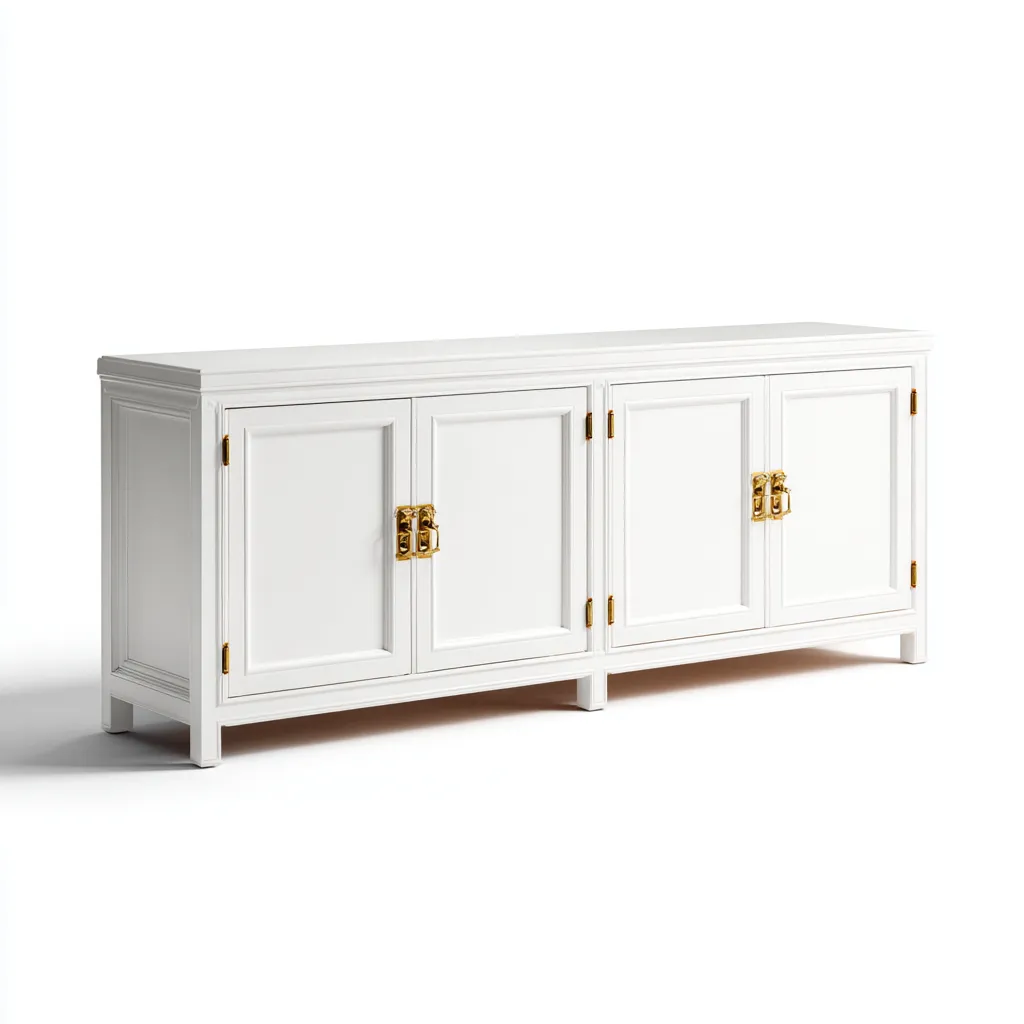 Meuble TV - bois-MDF - 178x44x76 cm - Blanc - style classique-Styleero