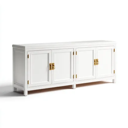 Meuble TV - bois-MDF - 178x44x76 cm - Blanc - style classique-Styleero