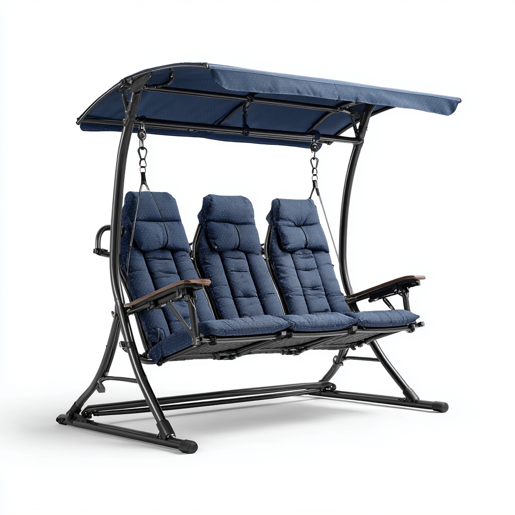 Chaise suspendue - métal-tissu - 196x132x172 cm - bleu foncé - moderne-Styleero