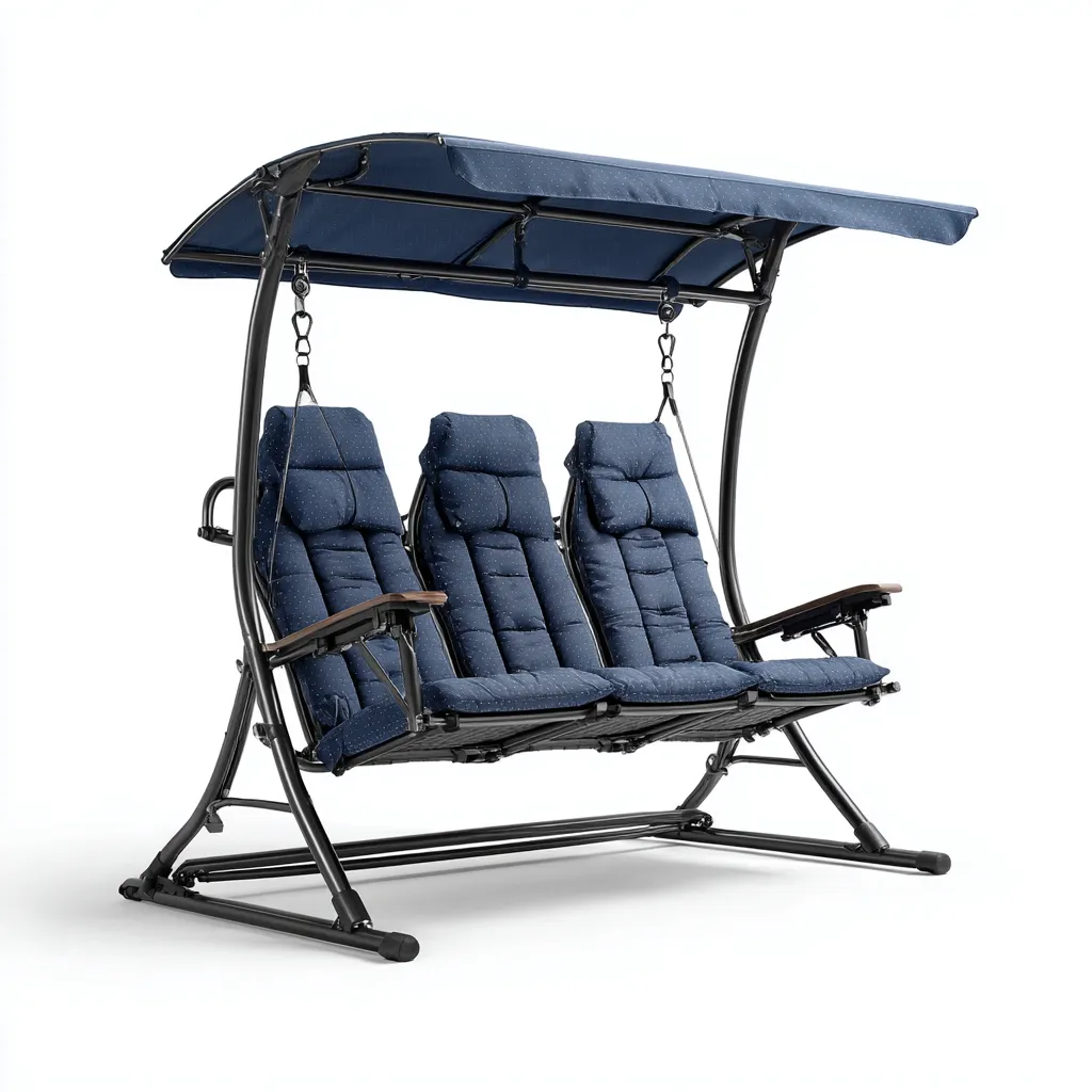 Chaise suspendue - métal-tissu - 196x132x172 cm - bleu foncé - moderne-Styleero